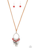 Paradise Pageantry - Red Necklace - Paparazzi Accessories Necklace Bedazzle Me Pretty Mobile Fashion Boutique