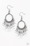 Paradise Palace - White Earrings - Paparazzi Accessories Earrings Bedazzle Me Pretty Mobile Fashion Boutique
