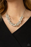 Pardon My FRINGE - White Necklace - Paparazzi Accessories Necklace Bedazzle Me Pretty Mobile Fashion Boutique