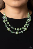 Parisian Pearls - Green Necklace - Paparazzi Accessories Necklace Bedazzle Me Pretty Mobile Fashion Boutique