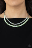 Parisian Princess - Green Necklace - Paparazzi Accessories Necklace Bedazzle Me Pretty Mobile Fashion Boutique