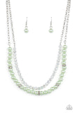 Parisian Princess - Green Necklace - Paparazzi Accessories Necklace Bedazzle Me Pretty Mobile Fashion Boutique