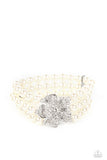 Park Avenue Orchard - White Bracelet - Paparazzi Accessories Bracelet Bedazzle Me Pretty Mobile Fashion Boutique