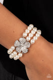 Park Avenue Orchard - White Bracelet - Paparazzi Accessories Bracelet Bedazzle Me Pretty Mobile Fashion Boutique