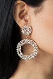 Party Ensemble - Gold Post Earrings - Paparazzi Accessories Post Earrings Bedazzle Me Pretty Mobile Fashion Boutique