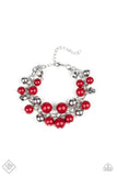 Party Posh - Red Bracelet - Paparazzi Accessories Bracelet Bedazzle Me Pretty Mobile Fashion Boutique