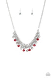 Party Spree - Red Necklace - Paparazzi Accessories Necklace Bedazzle Me Pretty Mobile Fashion Boutique