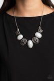 Patterned Paisley - Silver Necklace - Paparazzi Accessories Necklace Bedazzle Me Pretty Mobile Fashion Boutique