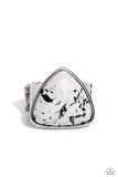 Patterned Paladin - White Ring - Paparazzi Accessories Ring Bedazzle Me Pretty Mobile Fashion Boutique