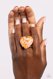Patterned Promenade - Orange Ring - Paparazzi Accessories Ring Bedazzle Me Pretty Mobile Fashion Boutique