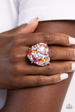 Patterned Promenade - Red Ring - Paparazzi Accessories Ring Bedazzle Me Pretty Mobile Fashion Boutique