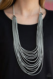 Peacefully Pacific - Silver Necklace - Paparazzi Accessories Necklace Bedazzle Me Pretty Mobile Fashion Boutique