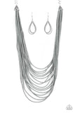 Peacefully Pacific - Silver Necklace - Paparazzi Accessories Necklace Bedazzle Me Pretty Mobile Fashion Boutique