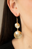 Pearl Dive - Gold Earrings - Paparazzi Accessories Earrings Bedazzle Me Pretty Mobile Fashion Boutique