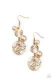 Pearl Dive - Gold Earrings - Paparazzi Accessories Earrings Bedazzle Me Pretty Mobile Fashion Boutique