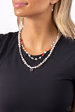 Pearl Pact - Orange Necklace - Paparazzi Accessories Necklace Bedazzle Me Pretty Mobile Fashion Boutique