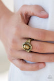 Pearl Party - Brass Ring - Paparazzi Accessories Ring Bedazzle Me Pretty Mobile Fashion Boutique