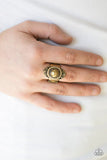 Pearl Posh - Brass Ring - Paparazzi Accessories Ring Bedazzle Me Pretty Mobile Fashion Boutique