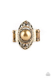 Pearl Posh - Brass Ring - Paparazzi Accessories Ring Bedazzle Me Pretty Mobile Fashion Boutique