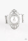 Pearl Posh - White Ring - Paparazzi Accessories Ring Bedazzle Me Pretty Mobile Fashion Boutique