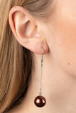 Pearl Redux - Brown Earrings - Paparazzi Accessories Earrings Bedazzle Me Pretty Mobile Fashion Boutique