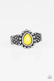 Pep Talk - Yellow Ring - Paparazzi Accessories Ring Bedazzle Me Pretty Mobile Fashion Boutique