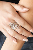 Perennial Pair - Silver Ring - Paparazzi Accessories Ring Bedazzle Me Pretty Mobile Fashion Boutique