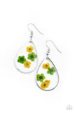 Perennial Prairie - Yellow Earrings - Paparazzi Accessories Earrings Bedazzle Me Pretty Mobile Fashion Boutique