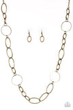 Perfect MISMATCH - Brass Necklace - Paparazzi Accessories Necklace Bedazzle Me Pretty Mobile Fashion Boutique