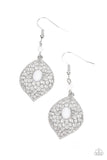 Perky Perennial - White Earrings - Paparazzi Accessories Earrings Bedazzle Me Pretty Mobile Fashion Boutique