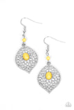 Perky Perennial - Yellow Earrings - Paparazzi Accessories Earrings Bedazzle Me Pretty Mobile Fashion Boutique