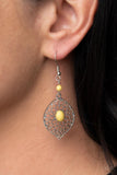 Perky Perennial - Yellow Earrings - Paparazzi Accessories Earrings Bedazzle Me Pretty Mobile Fashion Boutique