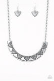 Persian Pharaoh - Silver Necklace - Paparazzi Accessories Necklace Bedazzle Me Pretty Mobile Fashion Boutique