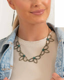 Petal Pageantry - Brass Necklace - Paparazzi Accessories Necklace Bedazzle Me Pretty Mobile Fashion Boutique