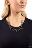 Petal Pageantry - Brass Necklace - Paparazzi Accessories Necklace Bedazzle Me Pretty Mobile Fashion Boutique