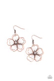 Petal Power - Copper Earrings - Paparazzi Accessories Earrings Bedazzle Me Pretty Mobile Fashion Boutique