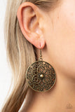 Petal Prana - Brass Earrings - Paparazzi Accessories Earrings Bedazzle Me Pretty Mobile Fashion Boutique