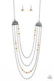 Pharaoh Finesse - Brown Necklace - Paparazzi Accessories Necklace Bedazzle Me Pretty Mobile Fashion Boutique