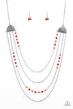 Pharaoh Finesse - Red Necklace - Paparazzi Accessories Necklace Bedazzle Me Pretty Mobile Fashion Boutique