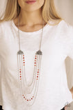 Pharaoh Finesse - Red Necklace - Paparazzi Accessories Necklace Bedazzle Me Pretty Mobile Fashion Boutique