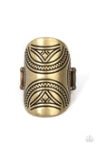 Pharaoh Party - Brass Ring - Paparazzi Accessories Ring Bedazzle Me Pretty Mobile Fashion Boutique
