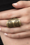 Pharaoh Party - Brass Ring - Paparazzi Accessories Ring Bedazzle Me Pretty Mobile Fashion Boutique