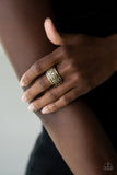 Pick Up The Pieces - Brass Ring - Paparazzi Accessories Ring Bedazzle Me Pretty Mobile Fashion Boutique