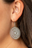 PINWHEEL and Deal - Silver Earrings - Paparazzi Accessories Earrings Bedazzle Me Pretty Mobile Fashion Boutique