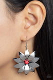 Pinwheel Prairies - Red Earrings - Paparazzi Accessories Earrings Bedazzle Me Pretty Mobile Fashion Boutique