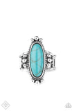 Pioneer Paradise - Blue Ring - Paparazzi Accessories Ring Bedazzle Me Pretty Mobile Fashion Boutique