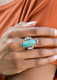 Pioneer Paradise - Blue Ring - Paparazzi Accessories Ring Bedazzle Me Pretty Mobile Fashion Boutique