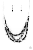 Placid Pebbles - Black Necklace - Paparazzi Accessories Necklace Bedazzle Me Pretty Mobile Fashion Boutique
