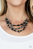 Placid Pebbles - Black Necklace - Paparazzi Accessories Necklace Bedazzle Me Pretty Mobile Fashion Boutique