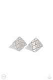 PLAID and Simple - Silver Clip-On Earrings - Paparazzi Accessories Clip-On Bedazzle Me Pretty Mobile Fashion Boutique